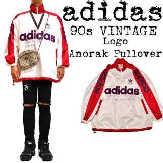 アディダス(adidas)の★美品★90s★adidas★アディダス★アノラックナイロンジャケット★レッド★(ナイロンジャケット)