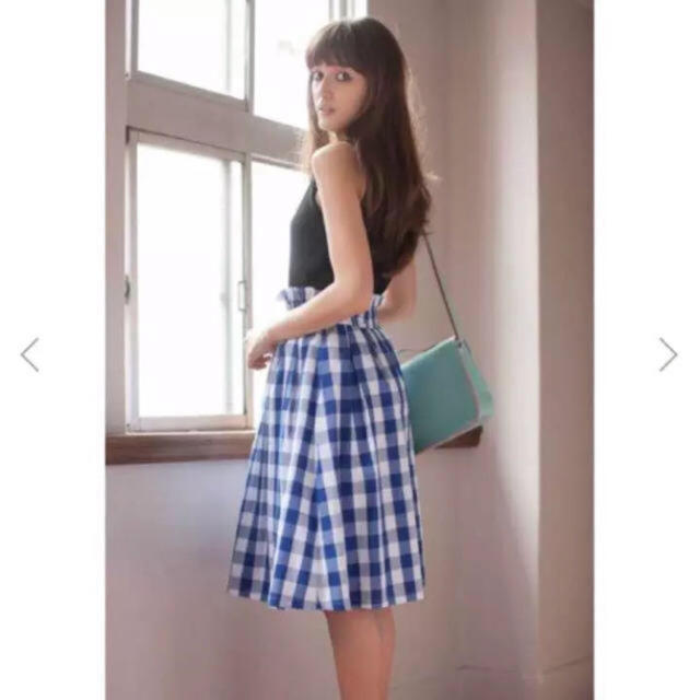 韓国ファッション  美品  春夏物  チェック柄ひざ丈スカート レディースのスカート(ひざ丈スカート)の商品写真