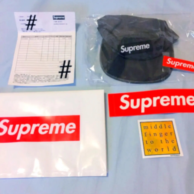 supreme washed linen camp cap BLK