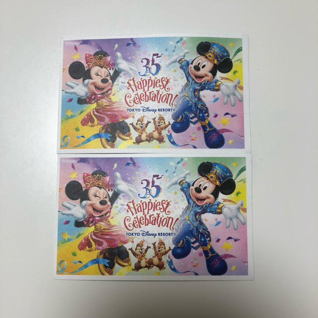 Disney(ディズニー)のディズニー ペアチケット 35周年絵柄 チケットの施設利用券(遊園地/テーマパーク)の商品写真