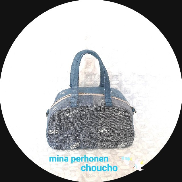 ミナペルホネン♡ボストンバッグS ♡海choucho ♡ハンドメイド 1