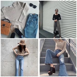 マウジー(moussy)のMOUSSY SQUARE NECK ニットトップス(カットソー(長袖/七分))