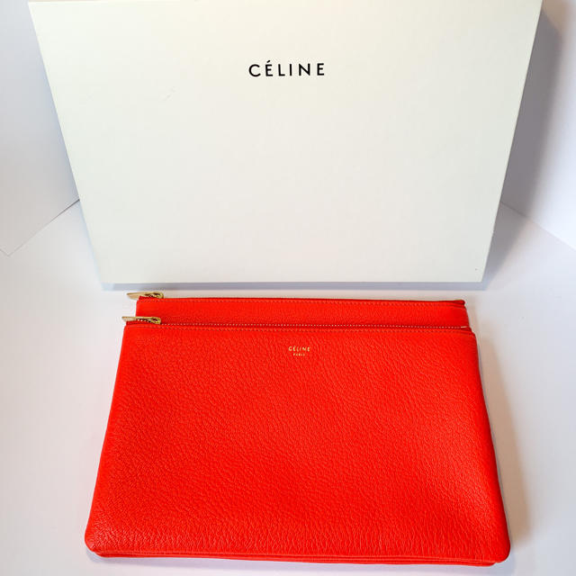 セリーヌ CELINE デュオポーチ クラッチ レッド - クラッチバッグ
