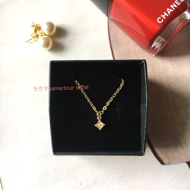 新品 トゥモローランド 一粒スクエアラインストーンネックレス
