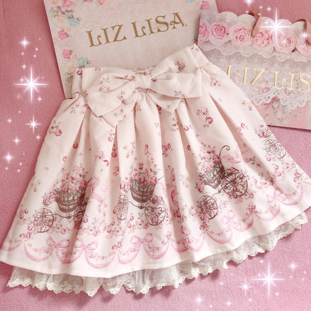 LIZ LISA(リズリサ)の☆リズリサLIZLISA☆ウエスト大リボン付き☆ワゴン花柄フレアスカート☆ピンク レディースのスカート(ミニスカート)の商品写真