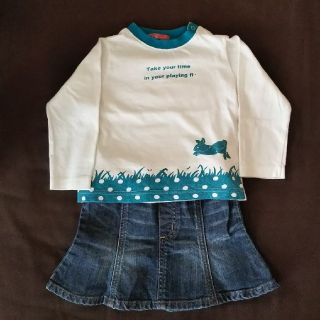 ギャップ(GAP)のShama Maruta 長袖Tシャツ　GAPデニムスカート 90　2点セット(Tシャツ/カットソー)