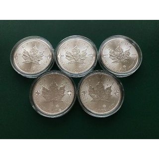 カナダ メイプルリーフ銀貨5枚セット(1オンス 2016年)　純銀　コイン(貨幣)