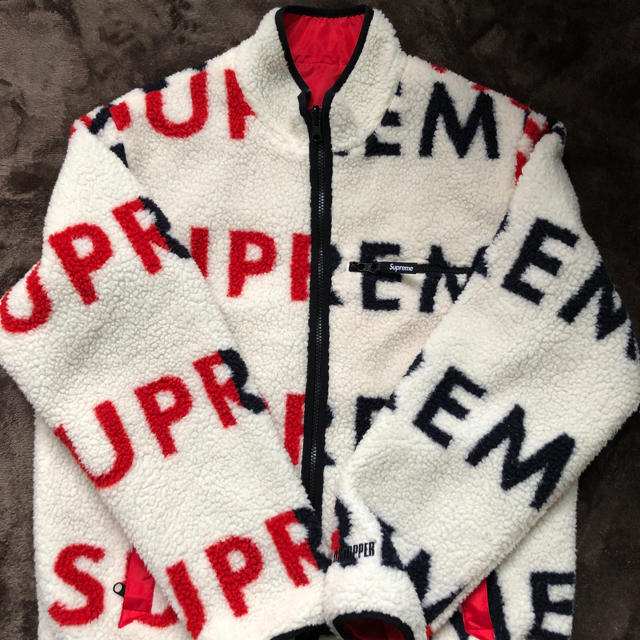 supreme reversible logo fleece jacketブルゾン