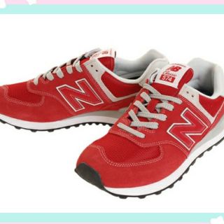 ニューバランス(New Balance)のニューバランス新品スニーカー25㎝ レッドML574メンズ/ジュニア/キッズ(スニーカー)