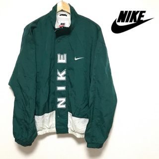 ナイキ(NIKE)の☆定番☆ 90s NIKE ナイキ ナイロンジャケット グリーン 緑 ビッグロゴ(ナイロンジャケット)