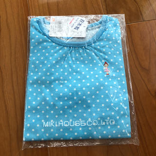 ミキハウス(mikihouse)のミキハウス 新品リーナちゃん長袖T水色ドット(Tシャツ/カットソー)