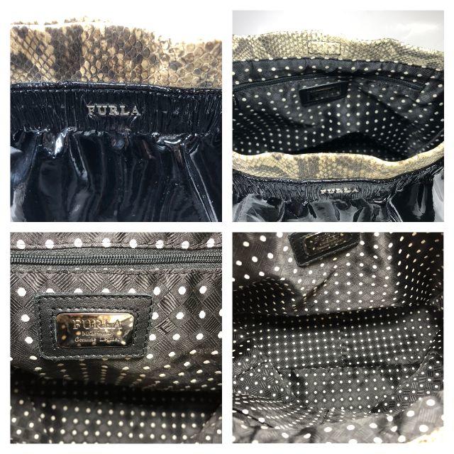 Furla(フルラ)の【美品】フルラ エナメルトートバッグ 黒 保存袋付 レディースのバッグ(トートバッグ)の商品写真