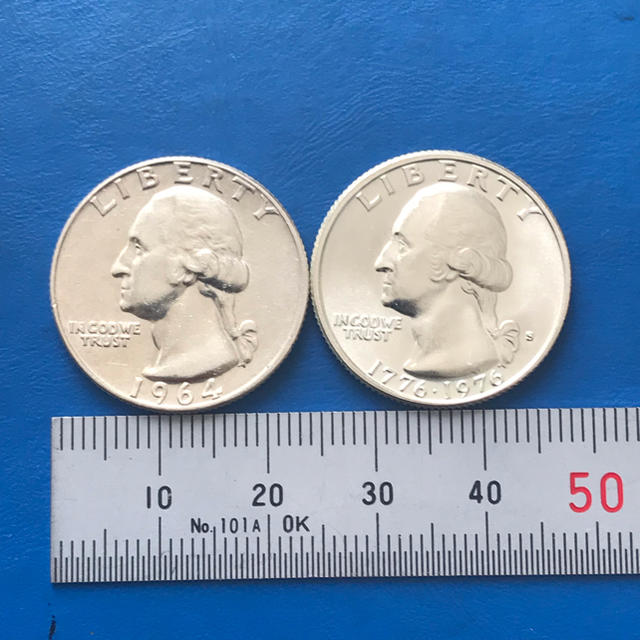 アメリカ銀貨2枚 ワシントン25C銀貨 1964/1976の通販 by 浜名湖の主's shop｜ラクマ