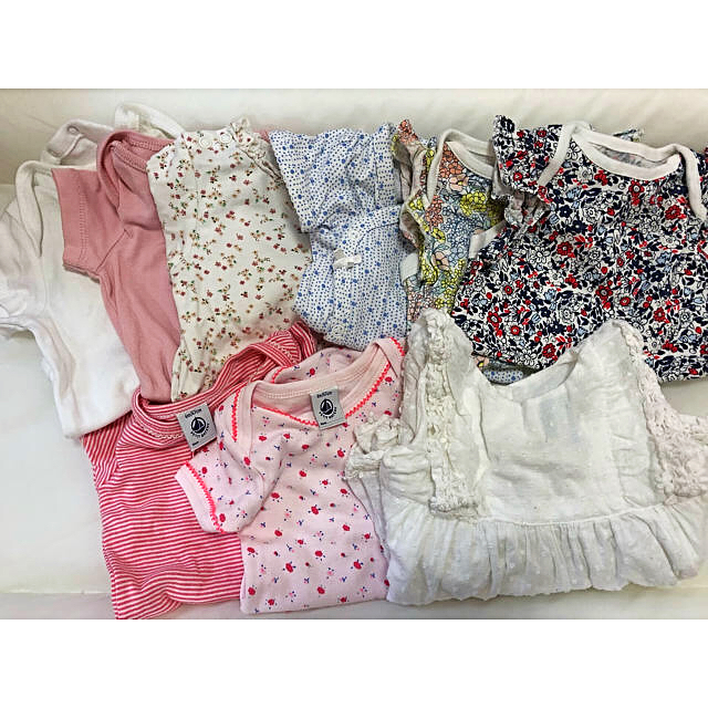 PETIT BATEAU(プチバトー)の女の子 春夏ロンパース セット キッズ/ベビー/マタニティのベビー服(~85cm)(ロンパース)の商品写真