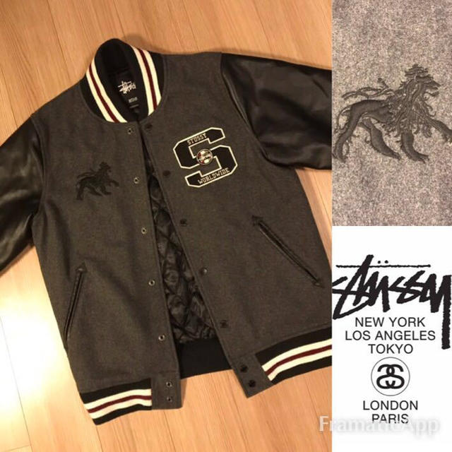 STUSSY(ステューシー)のステューシー メンズ革切替 スタジャン メンズのジャケット/アウター(スタジャン)の商品写真