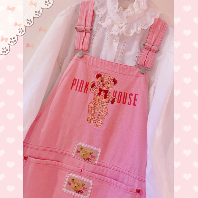 PINK HOUSE(ピンクハウス)のピンクハウス ♡くまさん刺繍が可愛いピンクのジャンパースカート♡ワンピース♡ レディースのワンピース(ロングワンピース/マキシワンピース)の商品写真