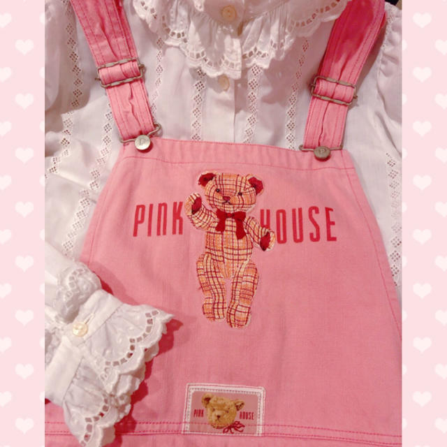 PINK HOUSE(ピンクハウス)のピンクハウス ♡くまさん刺繍が可愛いピンクのジャンパースカート♡ワンピース♡ レディースのワンピース(ロングワンピース/マキシワンピース)の商品写真