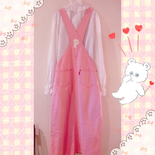 PINK HOUSE(ピンクハウス)のピンクハウス ♡くまさん刺繍が可愛いピンクのジャンパースカート♡ワンピース♡ レディースのワンピース(ロングワンピース/マキシワンピース)の商品写真