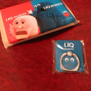 エーユー(au)の【非売品】UQ モバイル ムック ガチャピン ブルー 青 スマホリング(その他)