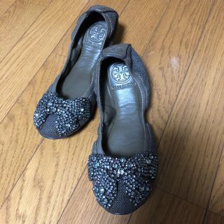 トリーバーチ(Tory Burch)のトリーバーチ★TORY BURCH★ビジューリボン付き★フラットパンプス 5.5(バレエシューズ)