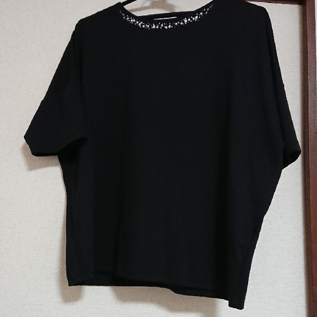 HONEYS(ハニーズ)のハニーズ黒色七分丈トップス レディースのトップス(Tシャツ(半袖/袖なし))の商品写真