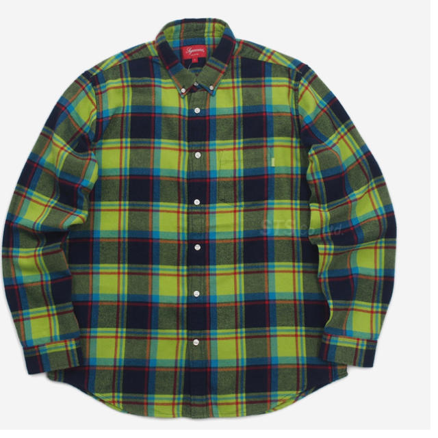 メンズSupreme 19ss Plaid Flannel Shirt Lime XL