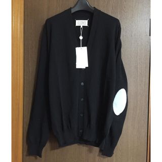 マルタンマルジェラ(Maison Martin Margiela)の黒L新品 マルジェラ エルボーパッチ ニットカーディガン 18SS(ニット/セーター)