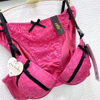 【新品】Cカップ☆ピンクリボン ブラショーセット♡女装サイズ C80L(ブラ&ショーツセット)