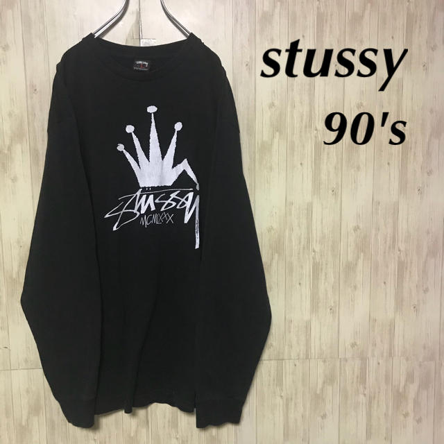 STUSSY - 美品 古着 stussy ロンT 王冠ロゴ 長袖Tシャツの通販 by 古着