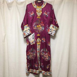 最新デザインの ロイヤルブルー チャイナガウン ビンテージ 金刺繍