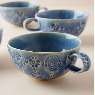 アンソロポロジー(Anthropologie)のanthropologie old havanaカップ　blue4点(食器)