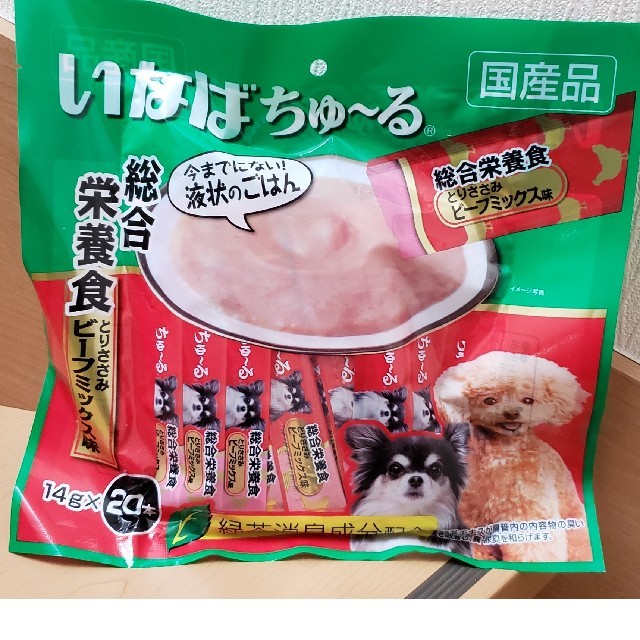 いなばペットフード(イナバペットフード)のいなば犬用おやつ ちゅ~る総合栄養食とりささみビーフミックス味 14g×20本入 その他のペット用品(ペットフード)の商品写真