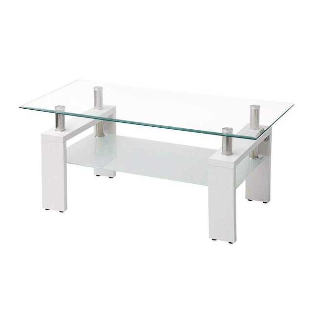 新生活　ガラステーブル コーヒーテーブル 幅98cm 強化ガラス天板 301 インテリア/住まい/日用品の机/テーブル(コーヒーテーブル/サイドテーブル)の商品写真