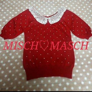 ミッシュマッシュ(MISCH MASCH)の【極美品】MISCH  MASCH♡襟レースドットニット(カットソー(半袖/袖なし))