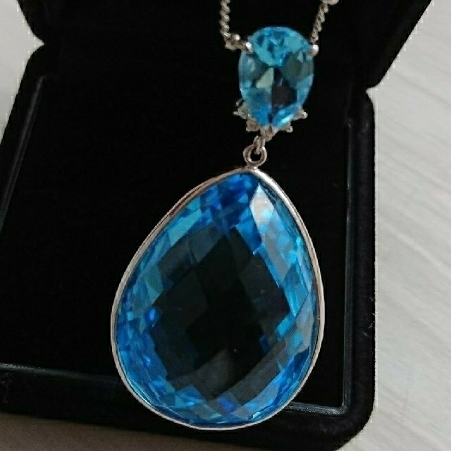 大粒✨14ct ブルートパーズ ネックレス トップ プラチナ ドイツカット