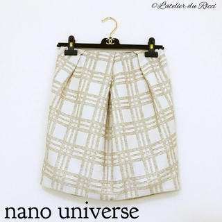 ナノユニバース(nano・universe)のnano・universe 春 チェック柄 コクーンシルエット スカート 36(ひざ丈スカート)