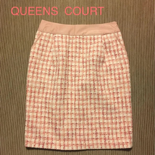 クイーンズコート(QUEENS COURT)の未使用 クイーンズコート ツイードタイトスカート(ひざ丈スカート)