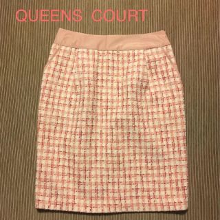 クイーンズコート(QUEENS COURT)の未使用 クイーンズコート ツイードタイトスカート(ひざ丈スカート)