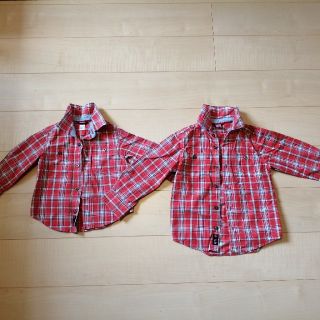 ベビーギャップ(babyGAP)のbabyGAP 赤チェックシャツ　お揃い　95 110(ブラウス)