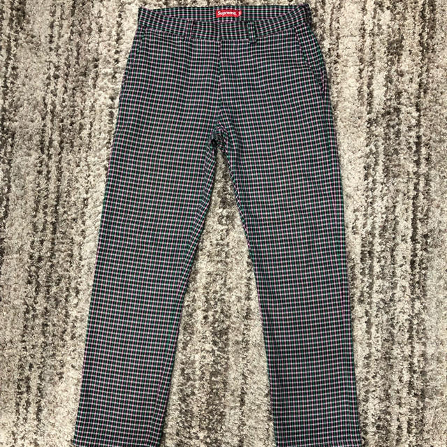 18ss supreme work pant black plaid 30