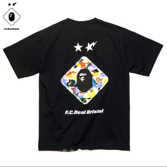 爆売り！ 黒 - F.C.R.B. L TEE EMBLEM BACK F.C.R.B. x BAPE Tシャツ/カットソー(半袖/袖なし)