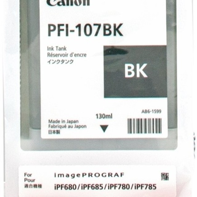 Canon(キヤノン)の【純正品】 Canon キャノン インクカートリッジPFI-107BK ブラック インテリア/住まい/日用品のオフィス用品(オフィス用品一般)の商品写真