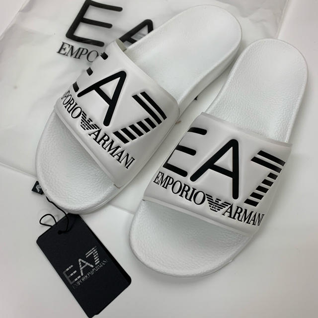 Emporio Armani(エンポリオアルマーニ)のEA7エンポリオアルマーニ新品ロゴシャワーサンダルタグ付きホワイト送料込み メンズの靴/シューズ(サンダル)の商品写真