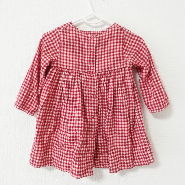 PETIT BATEAU(プチバトー)のプチバトー18m/81cmギンガムチェックワンピース キッズ/ベビー/マタニティのベビー服(~85cm)(ワンピース)の商品写真