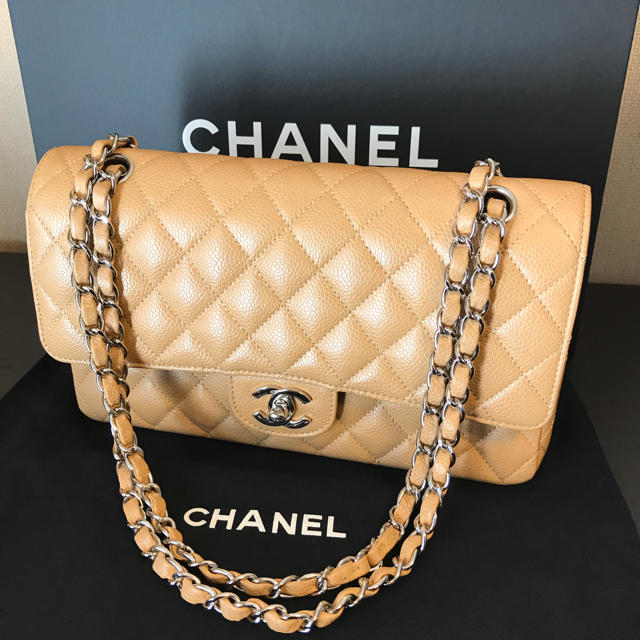 シャネル CHANEL マトラッセ キャメル キャビアスキン バッグ 正規品