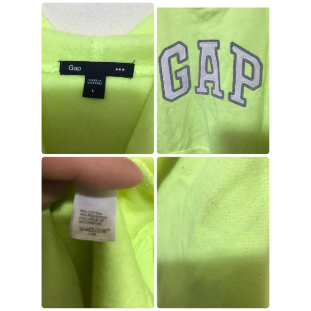 GAP(ギャップ)のレアカラー GAP ギャップ パーカー スウェット ビッグロゴ イエロー 蛍光 メンズのトップス(パーカー)の商品写真