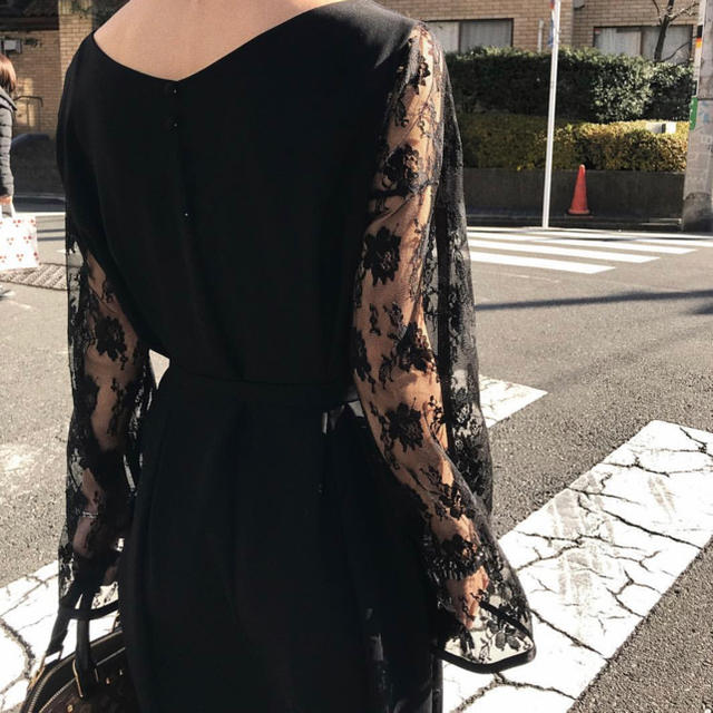 クルミボタ Ameri VINTAGE LACE SLEEVE REFINED DRESS 3BjtA