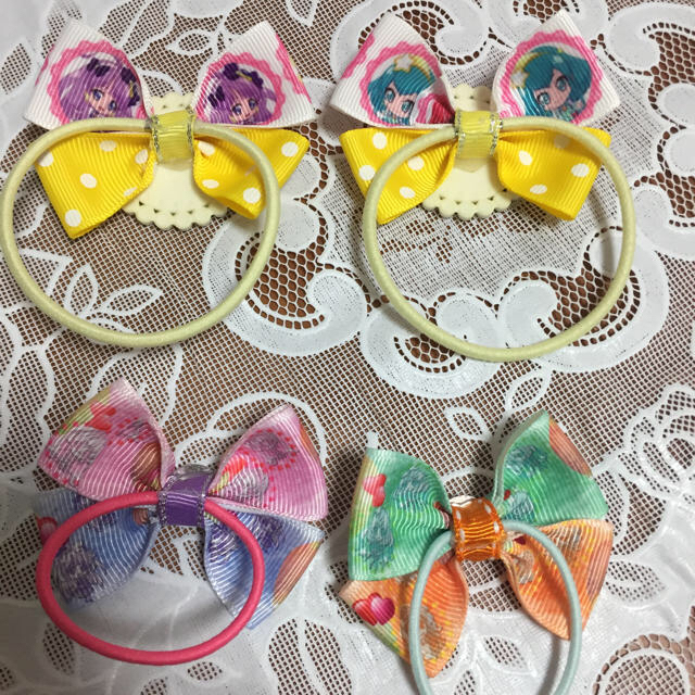 ☆プリキュア☆ヘアゴムセット♡ ハンドメイドのアクセサリー(ヘアアクセサリー)の商品写真