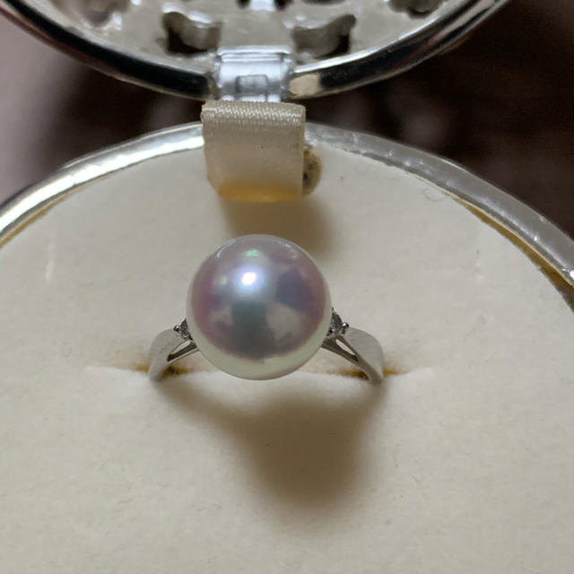 美品】9mmUP あこや真珠 ダイヤモンド Pt900 リング アクセサリー ...