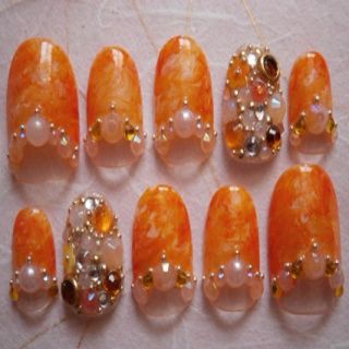 ネイルチップタイダイ ジュエリーオレンジ(つけ爪/ネイルチップ)